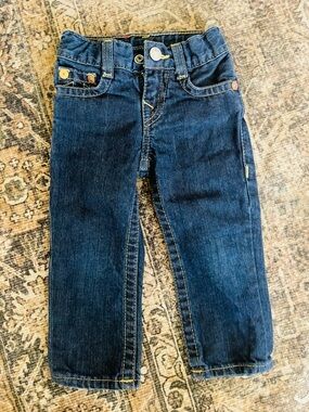 True Religion Kids Dark Blue Denim Jeans with Contrast Stitching